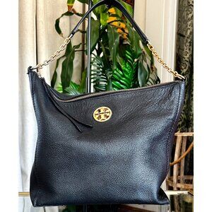 AUTHENTIC TORY BURCH BLACK LEATHER CHELSEA HOBO SHOULDER BAG